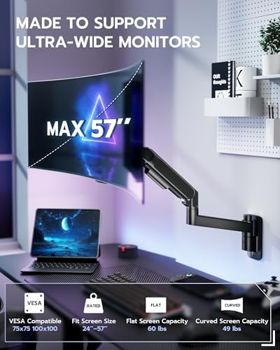 ARES WING Monitor Wall Mount for 24-57 Inch Ultrawide Screen, Black