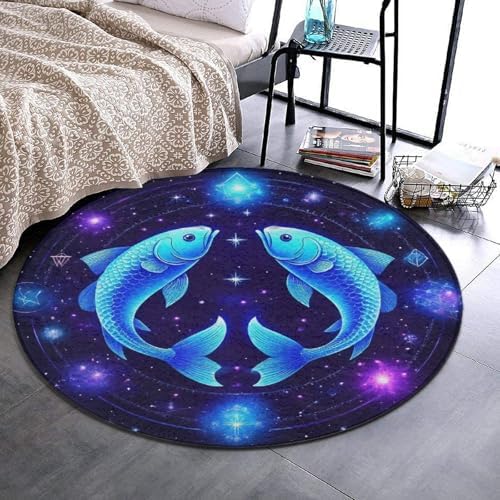 Soft Round Yoga Carpet, Large Home Decor Mat, Non Slip Machine Washable Kitchen Office Circle Rug Astrology