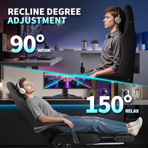 SITMOD Fabric Video Gaming Chair Footrest Lumbar Support High Back Recliner