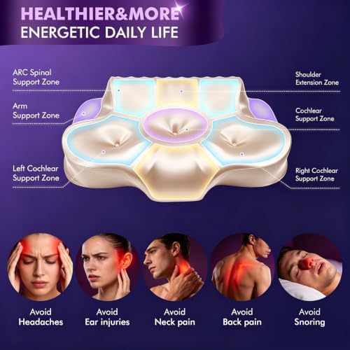 Dayme Orthopedic Memory Foam Pillows–Cooling Cervical Neck Pillow,Champagne