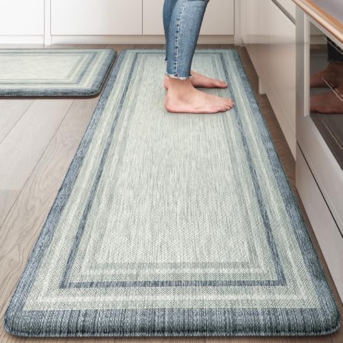KIMODE Anti Fatigue Kitchen Mats 2PCS, Non-Slip Waterproof Kitchen Rugs