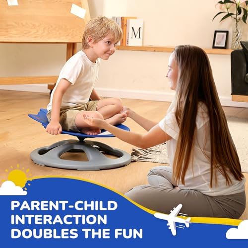 BABAMU Spinning Chair for Autistic Kids, Sensory Swivel Chair, 220LBS Weight Capacity, Autism Sensory Products, Autism Toys, Sensory Toy (Blue, AIEPLANE)
