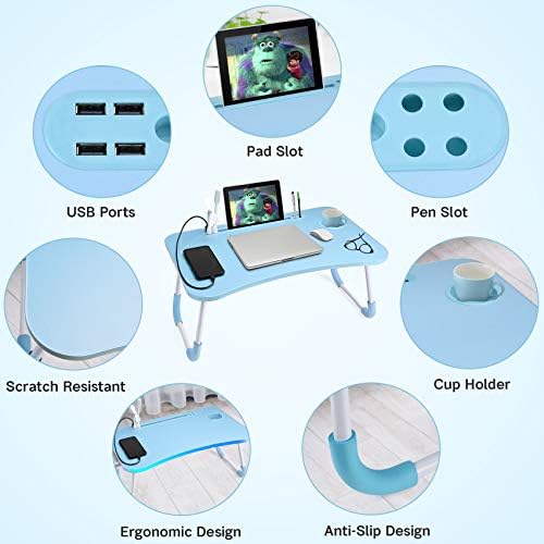 Slendor Foldable Lap Desk with Cup Holder for Bed, Couch, Floor