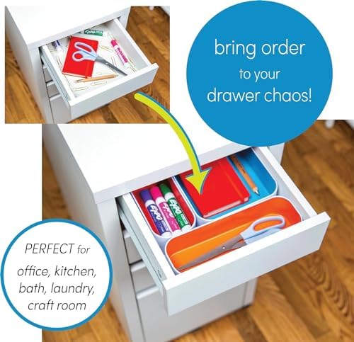 Three by Three Seattle Metal Stacking Bins Drawer Organizer, 6-Pc (Gray)