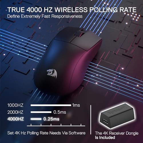 Redragon M916 Wireless 49G Ultra-Light Gaming Mouse 26K DPI Remapping Keys