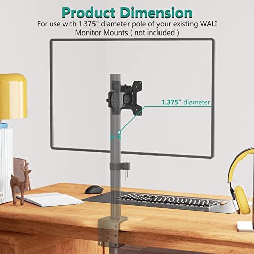 WALI Monitor Pole Mount for Universal Monitor Mounting System, Pole Mount Bracket Fits 1.375”Diameter Pole, Mounting Holes for 75 x 75mm and 100 x 100mm (VES01), Black