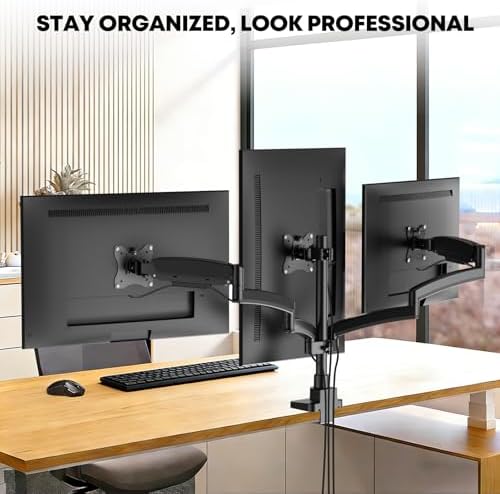 PUTORSEN Triple Monitor Mount for 17-32'' Screens, 22 lbs/arm