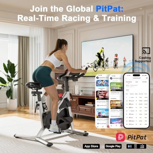 Indoor Cycling Bike - 32-Level Magnetic Resistance Stationary Exercise Bike with Adjustable Seat & Handlebars, Silent Belt Drive for Home Cardio (Fits Users 5'1" to 5'11", 300lbs Capacity)