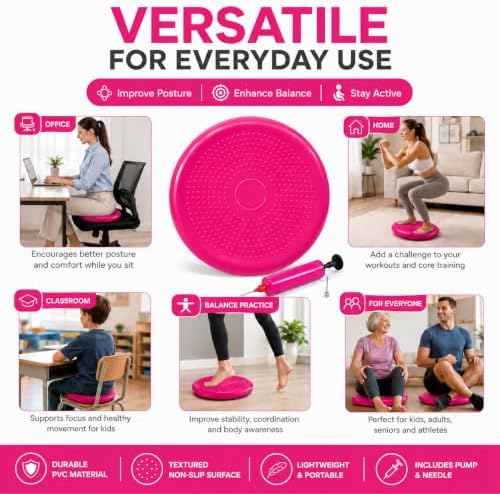 Hanstuten Wobble Seat Cushion Balance Disc - Rubber Wiggle Seat for Active Sitting, Office Desk Chair, and Core Strength Training