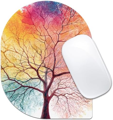 Contoured Oval Mouse Pad 6x8in Non-Slip for Laptop,Big Tree