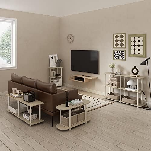 Furinno Turn-N-Tube Toolless 3-Tier Oval Display Shelf, Bauhaus Oak