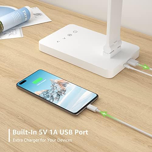 Lepro LED Desk Lamp with USB Charging Port for Dorm Room, 700LM 9.5W, White