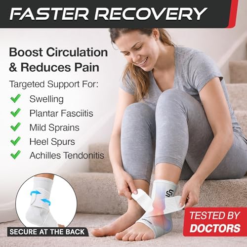 Sleeve Stars Ankle Brace Men & Women Support (Single/L:12"-13"/White)