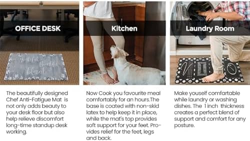 J&V TEXTILES Kitchen Runner Rugs Anti-Fatigue mats,Non Slip Waterproof Ergonomic Comfort Mat for Kitchen, Floor Home, Office, Sink, Laundry (Grateful, 20" x 36")