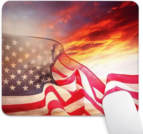 American Pride Flag Mouse Pad, Patriotic Waving Stars and Stripes Desk Mat