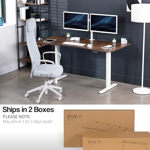 VIVO Rustic Vintage Brown 60 x 24 in Standing Desk, DESK-KIT-E2W1N
