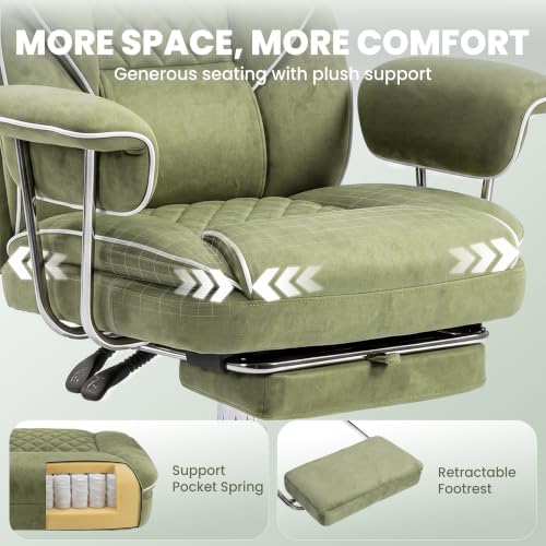 N-GEN GAMING Big and Tall Gaming Chair with Footrest, Reclining Chair,Green