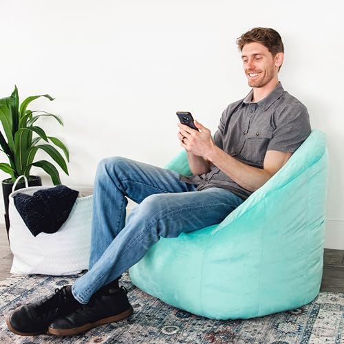 Big Joe Milano Bean Bag Chair for Kids, Teens, Adults, Mint Plush, Ultra-Soft Polyester, Lightweight Seat for Reading Nook and Gaming, 2.5 Foot Refillable