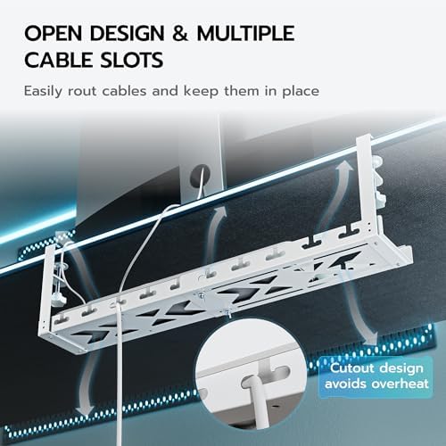 ARES WING 17"-28.7" Extendable Under Desk Cable Management Tray, No-Drill