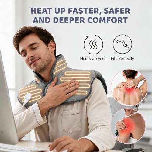 Heating Pad for Neck and Shoulders and Back, Electric Heat Pad Pain Relief