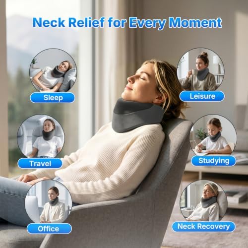 Yunari Cordless Neck Brace for Cervical Spine, Neck Posture Corrector with Intelligent Adjust and Hot Compress Function, Neck Support Brace for Men and Women