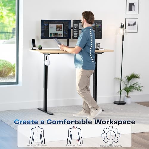 VIVO Light Wood 60 x 24 in Standing Desk, DESK-KIT-1B6C