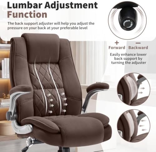 Fabric High Back Office Chair, Thick Padded Ergonomic Computer Desk Chair
