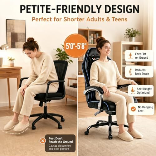 Fabric Gaming Chair for Adult, Comfortable Office Chair with Footrest