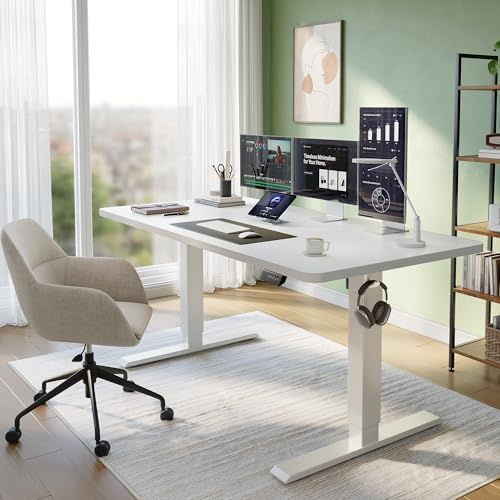 CubiCubi 48x30 Large Electric Standing Desk, 30" Deep Desktop, White