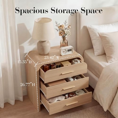 Night Stand Set of 2, 3-Drawer