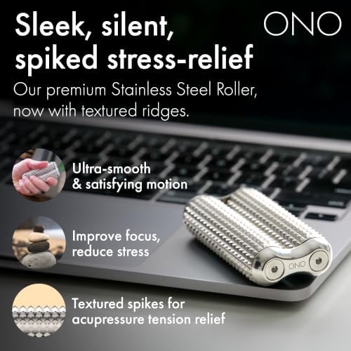 ONO Roller - Handheld Fidget Toy for Adults | Help Relieve Stress, Anxiety, Tension | Promotes Focus, Clarity | Compact, Portable Design (Acupressure, Full Size - Stainless Steel)