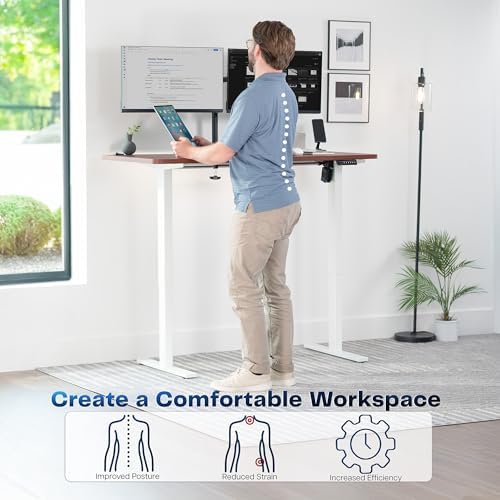 VIVO Dark Walnut 55 x 28 in Standing Desk, DESK-KIT-1B55D