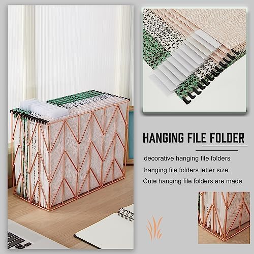 12 Pack Letter Size Hanging File Folders with Tabs, Leopard Print