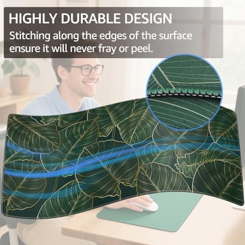 KTRIO Large Gaming Mouse Pad, Desk Mat, 31.5 x 15.7 in, Golden Leaves, XXL