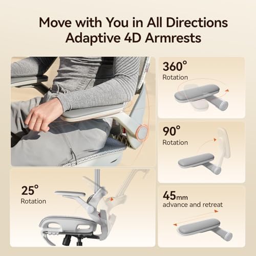 SIHOO B100 PRO Ergonomic Office Chair with Footrest, 4D Flip-Up Armrests