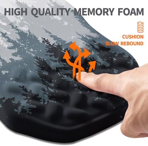 Ergonomic Slope Mouse Pad Wrist Support, Wrist Rest Mousepad for Carpal Tunnel Pain Relief with Massage Bulge and Slow Rebound Memory Foam (12x8 inch, Forest)