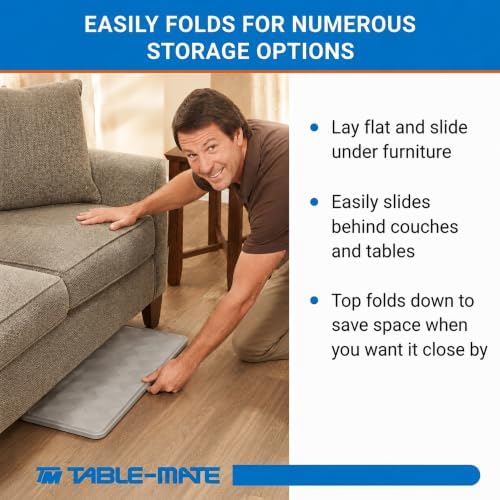 Table-Mate TV Tray Table | Portable Desk Folding Dinner Tray, Couch Table Trays for Eating Snack Food, Portable Laptop Desk, Bed Trays for Eating | Adjustable TV Trays with 3 Angles and Cup Holder