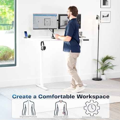 VIVO White 63 x 32 in Standing Desk, DESK-KIT-1W1W