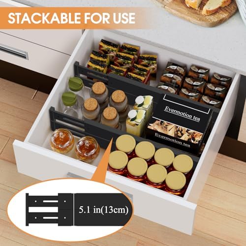 Bamboo Drawer Dividers, Adjustable Drawer Organizers, Fits 17.6–21" Drawers