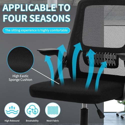 Ergonomic Office Chair,PC Gaming Chair Height Adjustable Mesh Swivel Computer Chair Desk Office Chair with Headrest Headrest Space Saving Executive Office Rolling Chair for Long Sitting Black