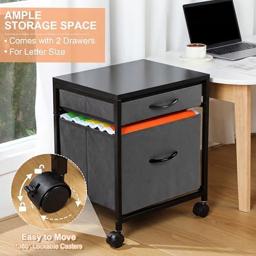 AceOrbit Back to School Rolling File Cabinet Printer Stand,Gray