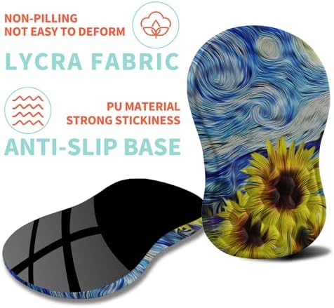 Ergonomic Mouse Pad Wrist Support with Memory Foam Massage Bulge, Carpal Tunnel Pain Relief Mousepad Wrist Rest for Mouse(12x8 inch,Sunflower)
