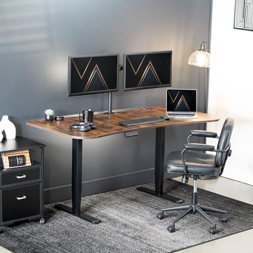 VIVO Rustic Vintage Brown 63 x 32 in Standing Desk, DESK-KIT-2B1N