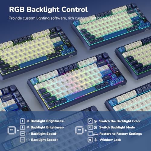 RK ROYAL KLUDGE M75 Wireless Mechanical Keyboard with OLED Display & Knob