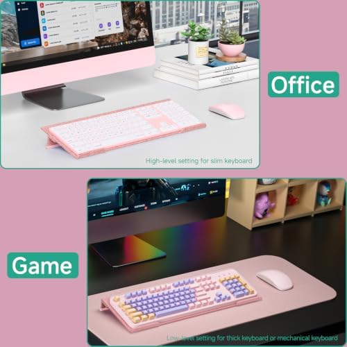 Ergonomic Computer Keyboard Stand - Adjustable Keyboard Riser Tilt Glitter Rose Gold Acrylic Keyboard Tray Non-Slip Elevated Typing Key Board Holder Lift for Home Office Desk Accessories