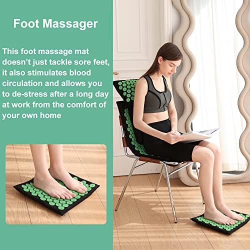XiaoMaGe 4PCS Set Acupressure Mat and Pillow Set with Carry Bag