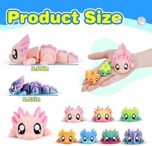 Axolotl 3D Printed Animal Toy, 8-Piece Family Set