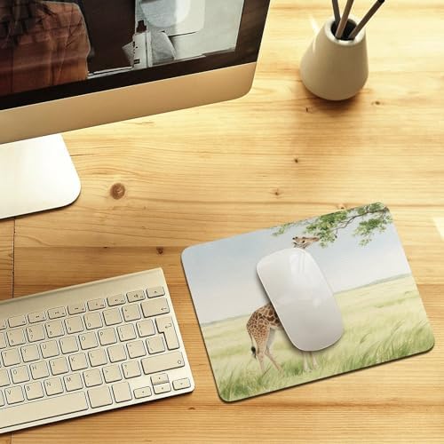 Mouse Pad Giraffe Stretching Its Neck to Eat Leaves Printed Non-Slip Desk Mat Writing Pad and Blotting Paper for Office Work Home Decoration