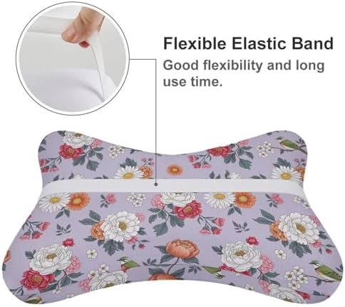 2 Pack Car Neck Pillow Floral Flowers Memory Foam with Adjustable Strap Breathable Removable Cover for Driving