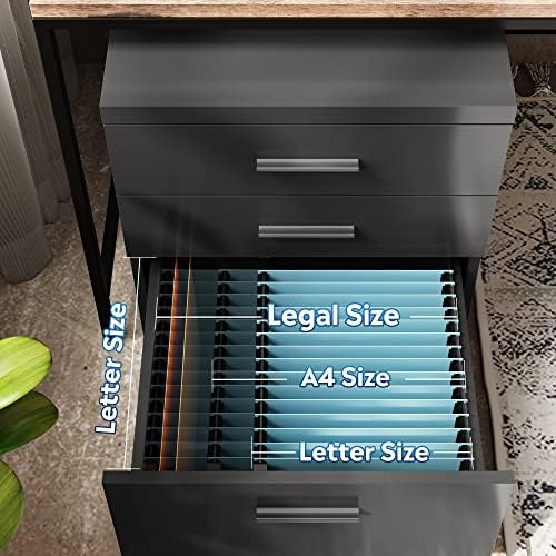DEVAISE 3 Drawer File Cabinet, Wood Under Desk Filing Cabinet, Black